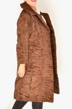 Brown Fox Mink Fur Collar Swakara Lamb Fur Trench Coat -Us Military Jacket Womens Swakara Persian Lamb Fur Trench Coat Fox Mink Fur Collar