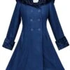 Women’s Swing Blue Wool Pea Coat -Us Military Jacket Womens Swing Blue Wool Pea Coat