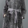 Women Real Persian Lamb Fur Grey Trench Coat