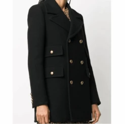 Women’s Naval Black Vintage Peacoat -Us Military Jacket Womens cabochon button peacoat