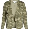 Drape Collar Knit Camo Blazer