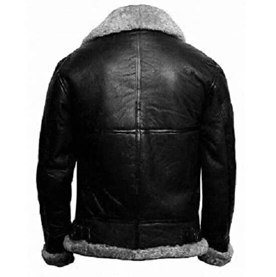 Shearling Grey B3 Bomber Leather Jacket 4 Shearling Grey B3 Bomber Leather Jacket - Image 2