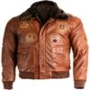 Men Brown Top Gun Shearling Jacket -Us Military Jacket brown men jacket 1