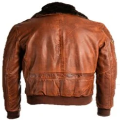 Men Brown Top Gun Shearling Jacket -Us Military Jacket brown men leather jacket