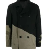 Men’s Contrast Panel Distressed Peacoat -Us Military Jacket contrast panel distressed peacoat