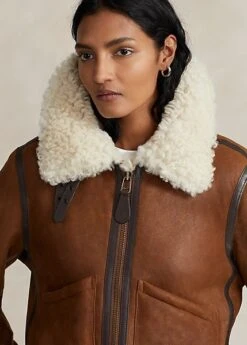 Leather Trim Shearling Aviator Jacket -Us Military Jacket gds