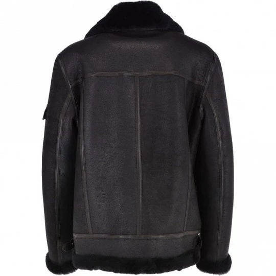 Luxury Eredin Sheepskin Pilot Black Jacket 4 Luxury Eredin Sheepskin Pilot Black Jacket - Image 2