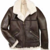 Men B3 Sheepskin Brown Bomber Jacket -Us Military Jacket men brown b3 bomber shearling jacket 1