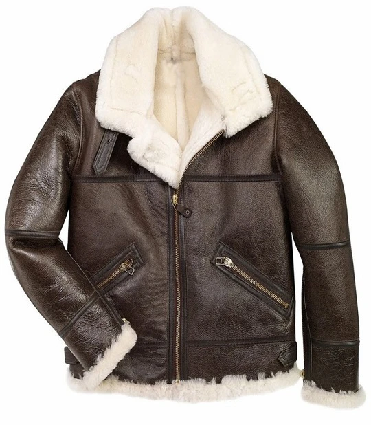 Men B3 Sheepskin Brown Bomber Jacket 3 Men B3 Sheepskin Brown Bomber Jacket